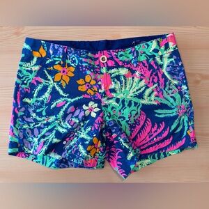Lilly Pulitzer Callahan Shorts Size 4 (Fits Like 6) Blue Pink Tropical Print
